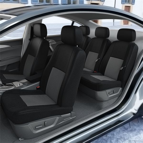 Housses de siège deux colorés pour Peugeot 207 - noir gris clair
