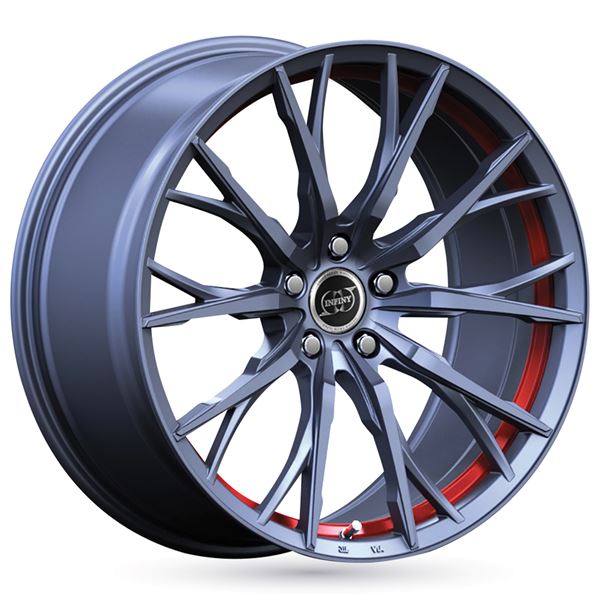 Jante aluminium Infiny 18 pouces Gris Brillant Tour Interne Rouge Spike