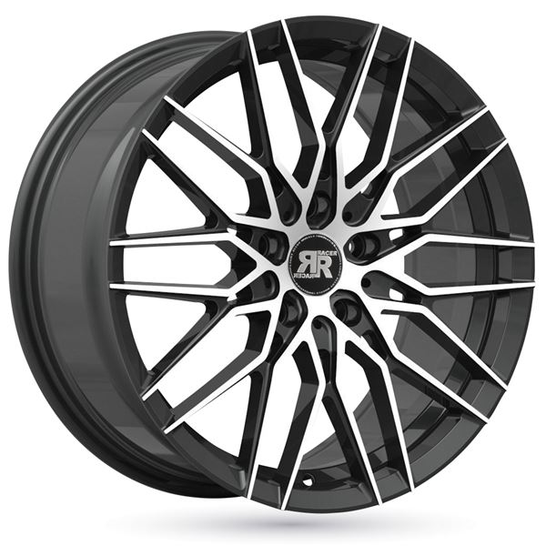 Jante aluminium Racer 18 pouces Noir Brillant Face Polie