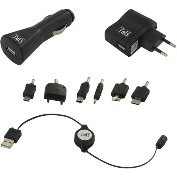 Pack de recharge rétractable AC/DC universel téléphonie mobile T'NB