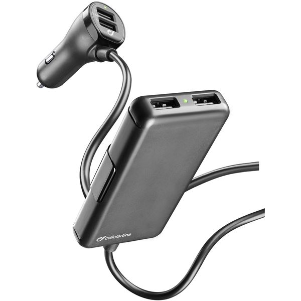 Chargeur allume-cigare 4 entrées 7,2A Cellular Line