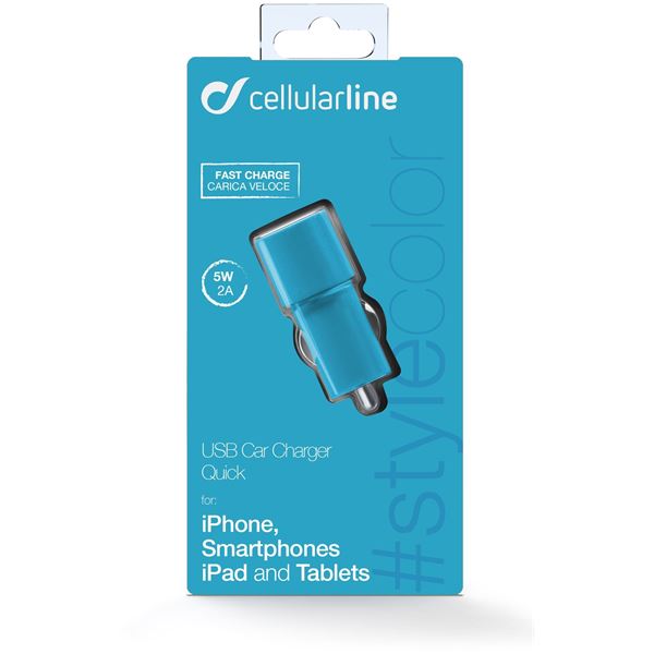 Chargeur allume cigare bleu 1 entrée 2A Cellular Line