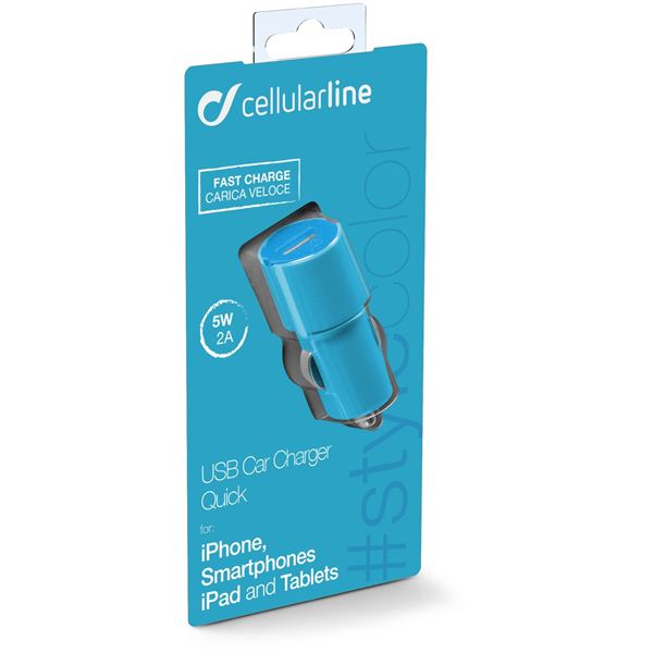 Chargeur allume cigare bleu 1 entrée 2A Cellular Line