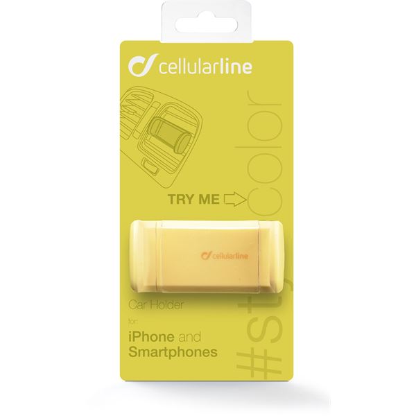 Support pince jaune sur grille d'aération Cellular Line
