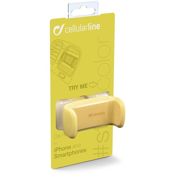 Support pince jaune sur grille d'aération Cellular Line