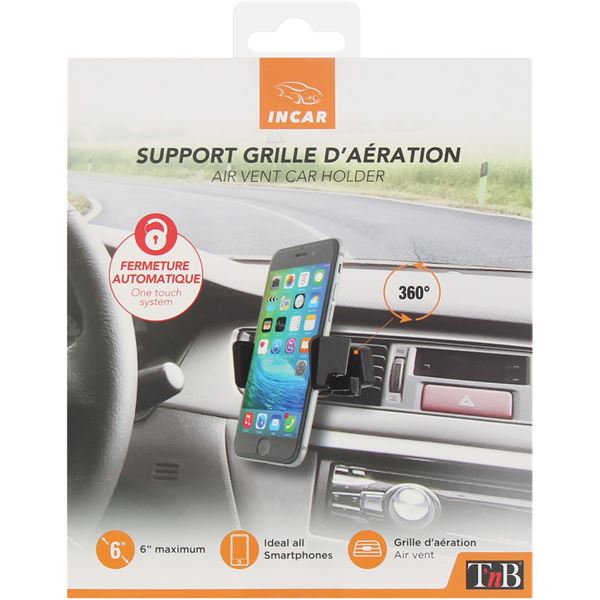 T'nB - support de voiture magnétique pour smartphone avec fixation sur  grille aération