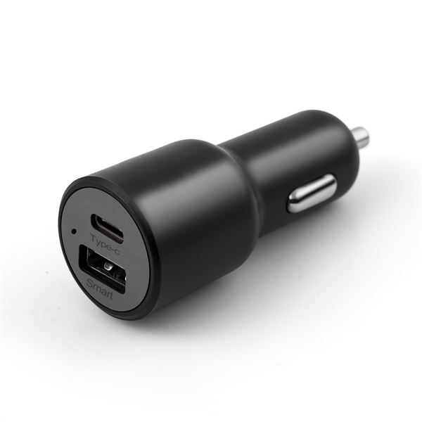 Chargeur allume-cigare 1 entrée USB 2,4 A et 1 entrée USB-C 3A Muvit