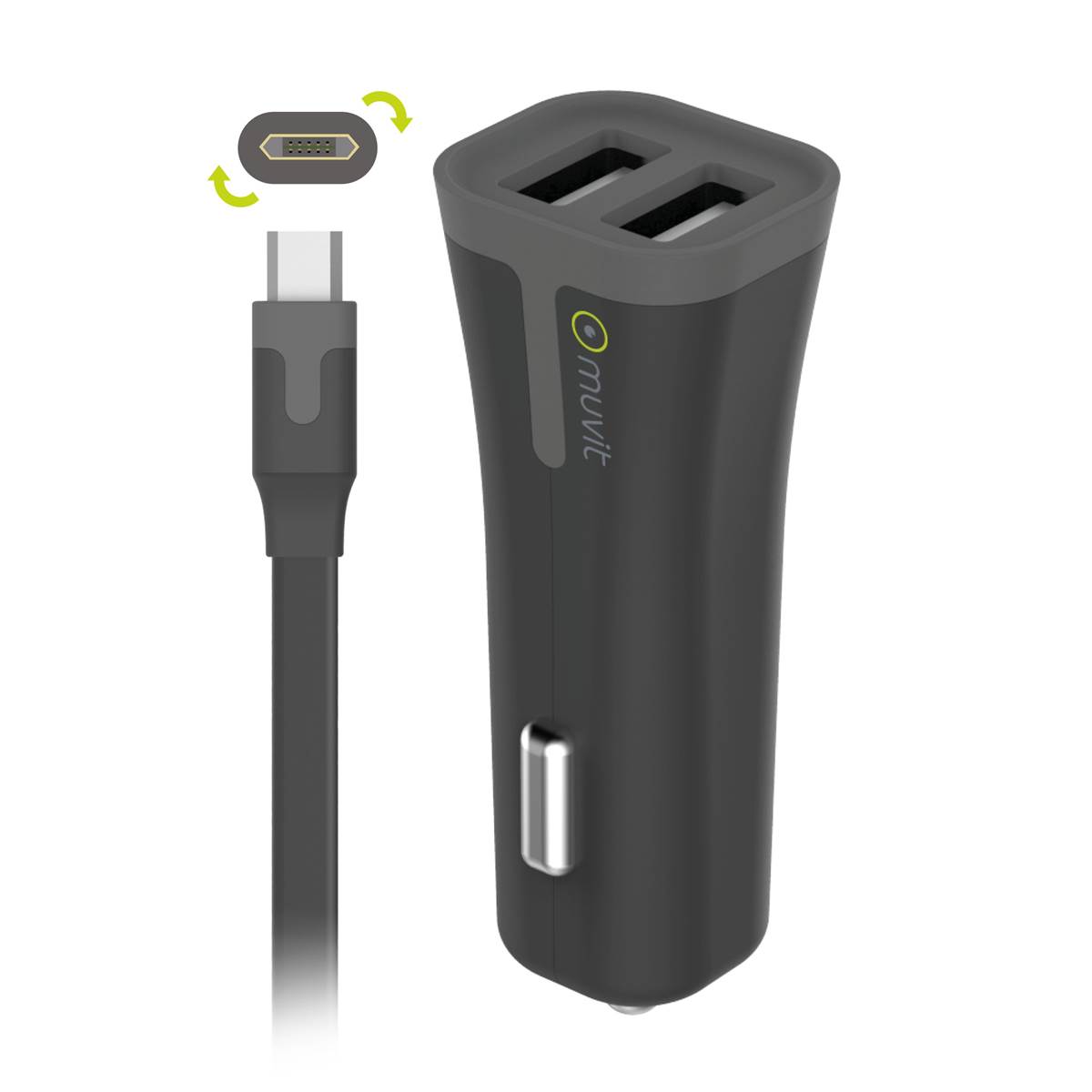 Pack Chargeur Allume Cigare 2 Entrées Usb + Câble Micro-usb Muvit