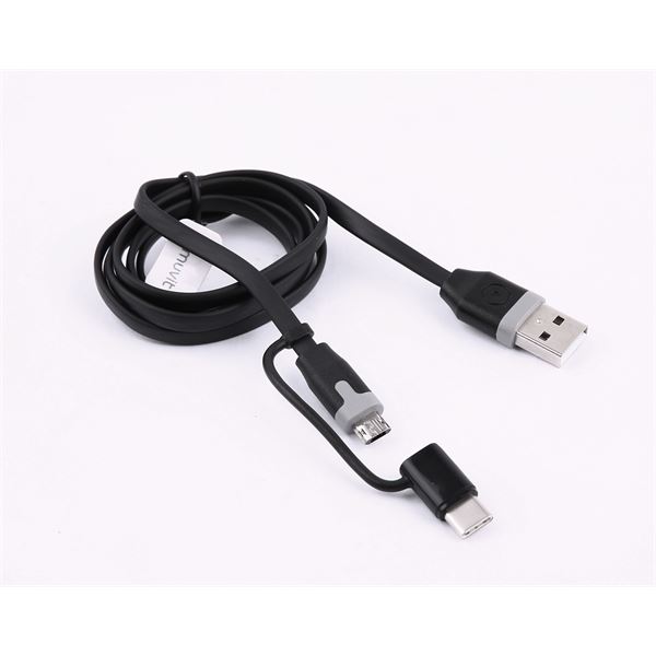 Câble de recharge 2en1 micro USB + USB-C Muvit