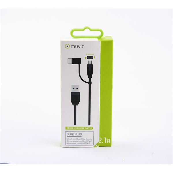 Câble de recharge 2en1 micro USB + USB-C Muvit