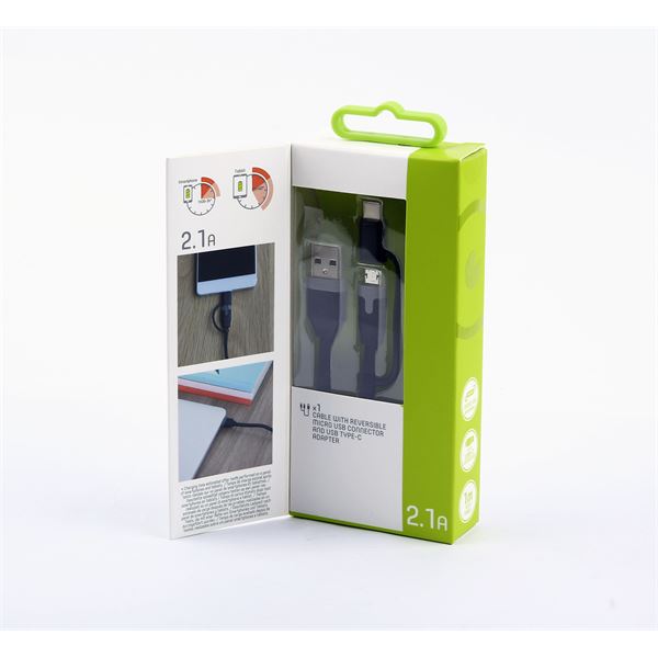 Câble de recharge 2en1 micro USB + USB-C Muvit
