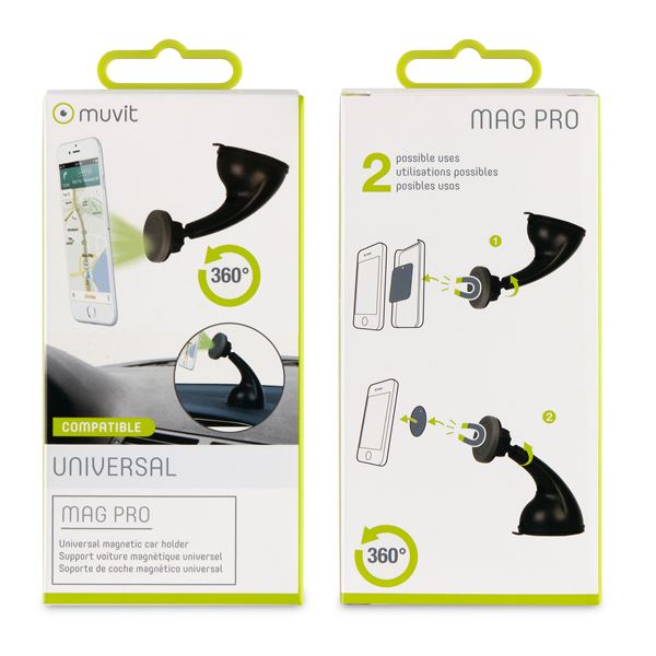 Support magnétique sur pare-brise/ tableau de bord Muvit