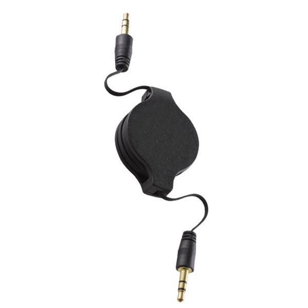 Câble jack retractable noir Muvit
