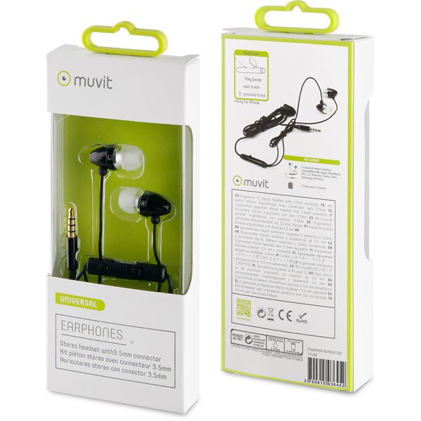 Écouteurs intra-auriculaires noirs Muvit