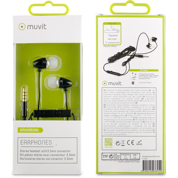Écouteurs intra-auriculaires noirs Muvit