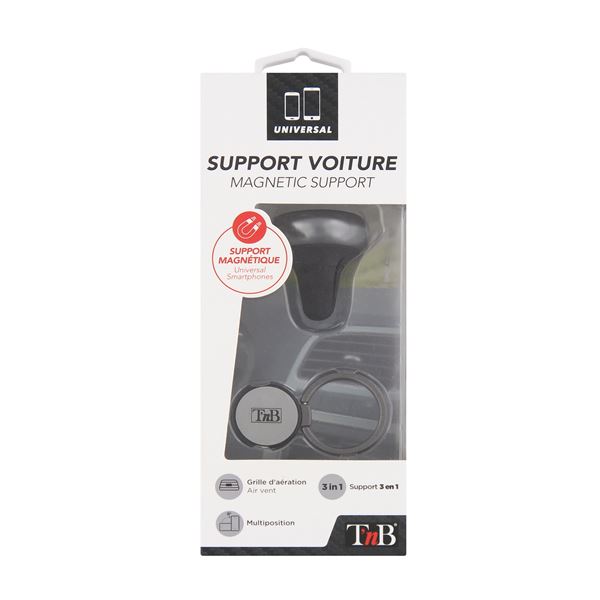 Bague + support smartphone magnetique sur grille d'aération T'nB