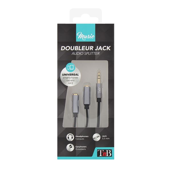 Doubleur de prise jack 3.5 mm T'nB
