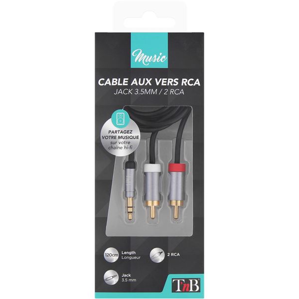 Câble stéréo jack 3.5mm vers 2 RCA 120cm - T'nB