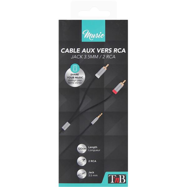Câble stéréo jack 3.5mm vers 2 RCA 120cm - T'nB