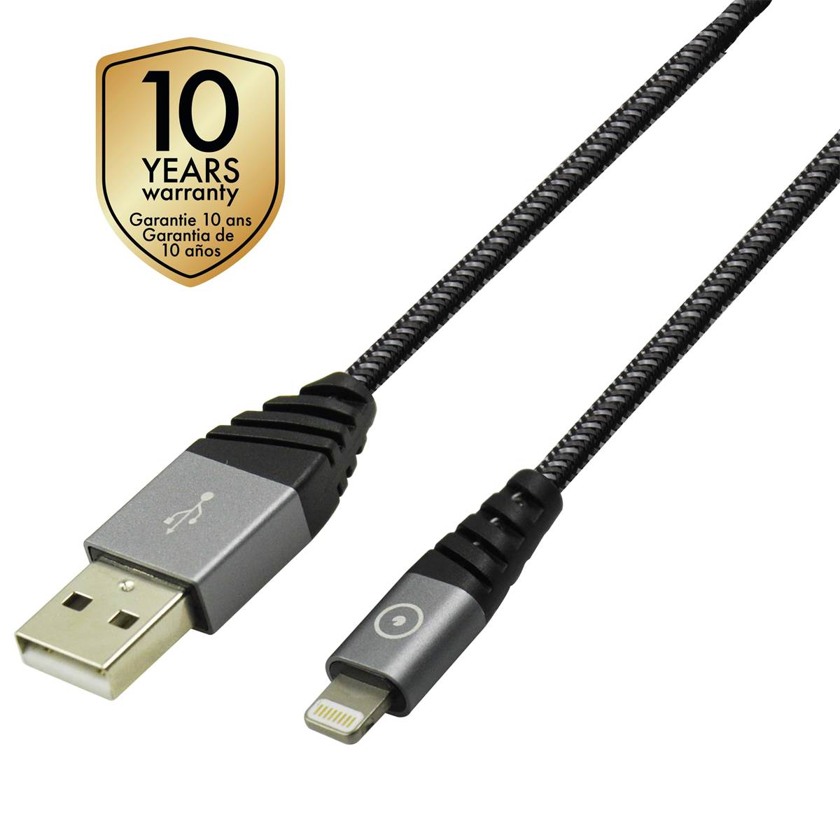Cable Lightning Mfi 1,2m Gris Muvit