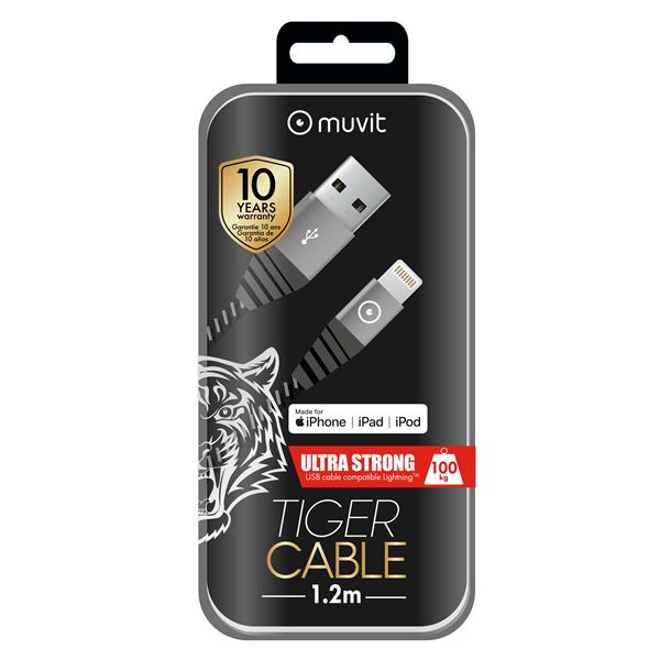 CABLE LIGHTNING MFI 1,2m GRIS MUVIT