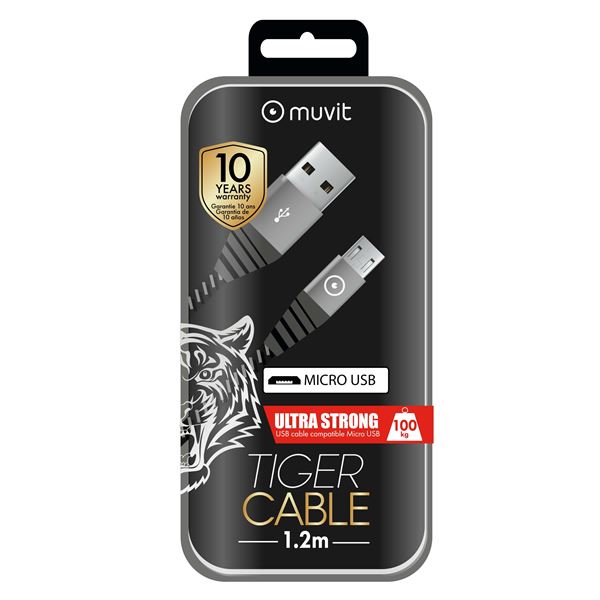 CABLE MICRO-USB 1,2m GRIS MUVIT