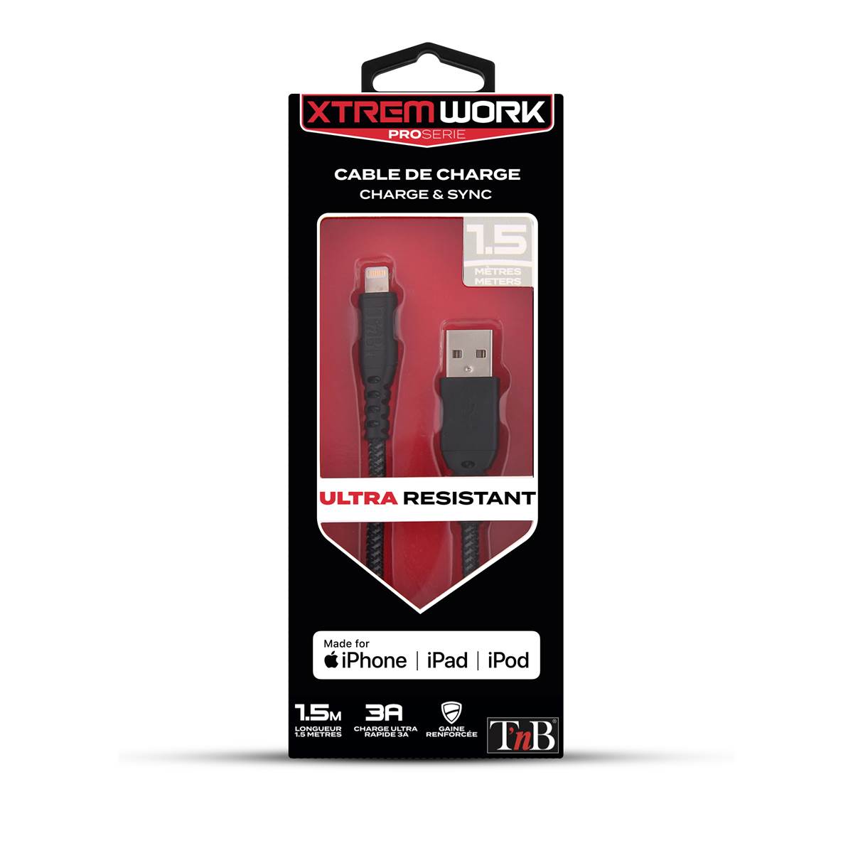 Câble XTREM WORK - USB vers Lightning 1.5M