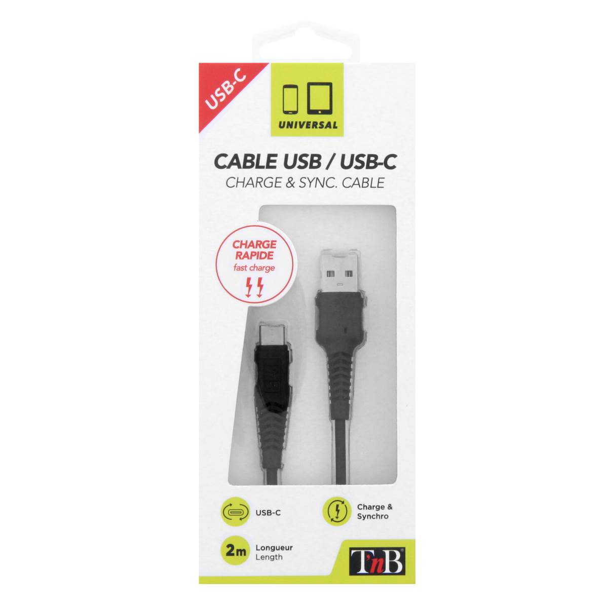Câble USB/USB-C 2m - noir