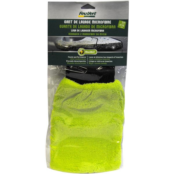 Gant de lavage microfibre Feu Vert 19 x 14 cm