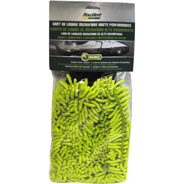 Gant de lavage microfibre haute performance Feu Vert 19 x 14 cm
