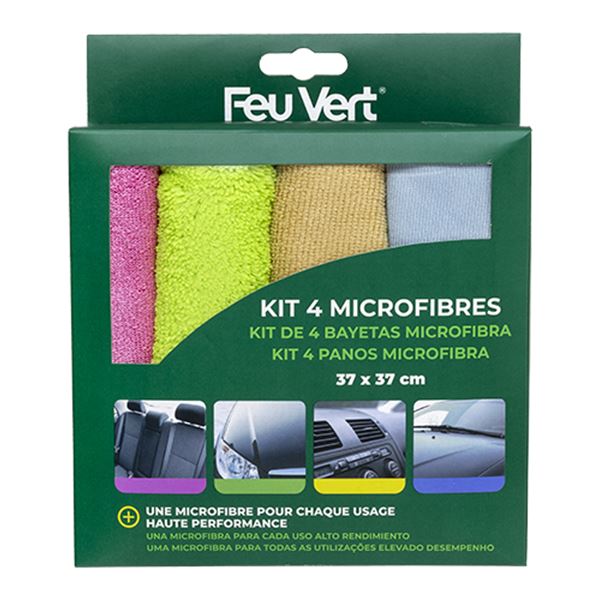 4 Microfibres auto FEU VERT