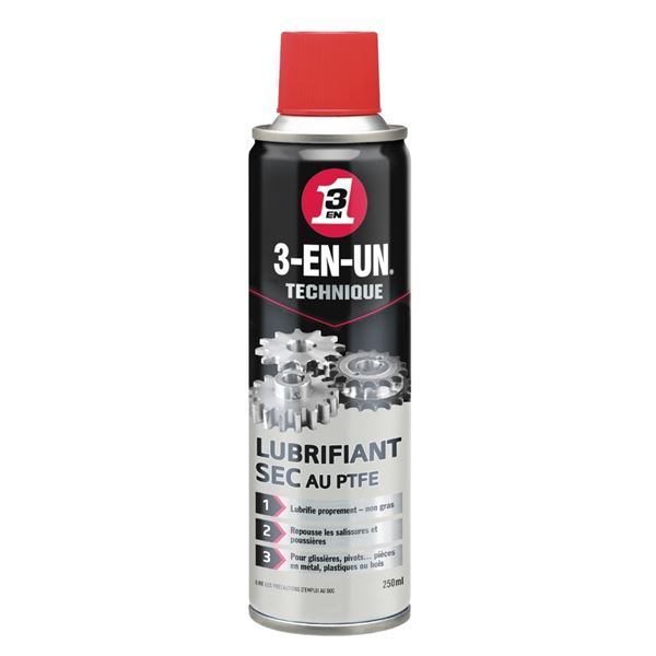 Lubrifiant sec au PTFE 3-EN-UN Technique Aérosol 250 ml