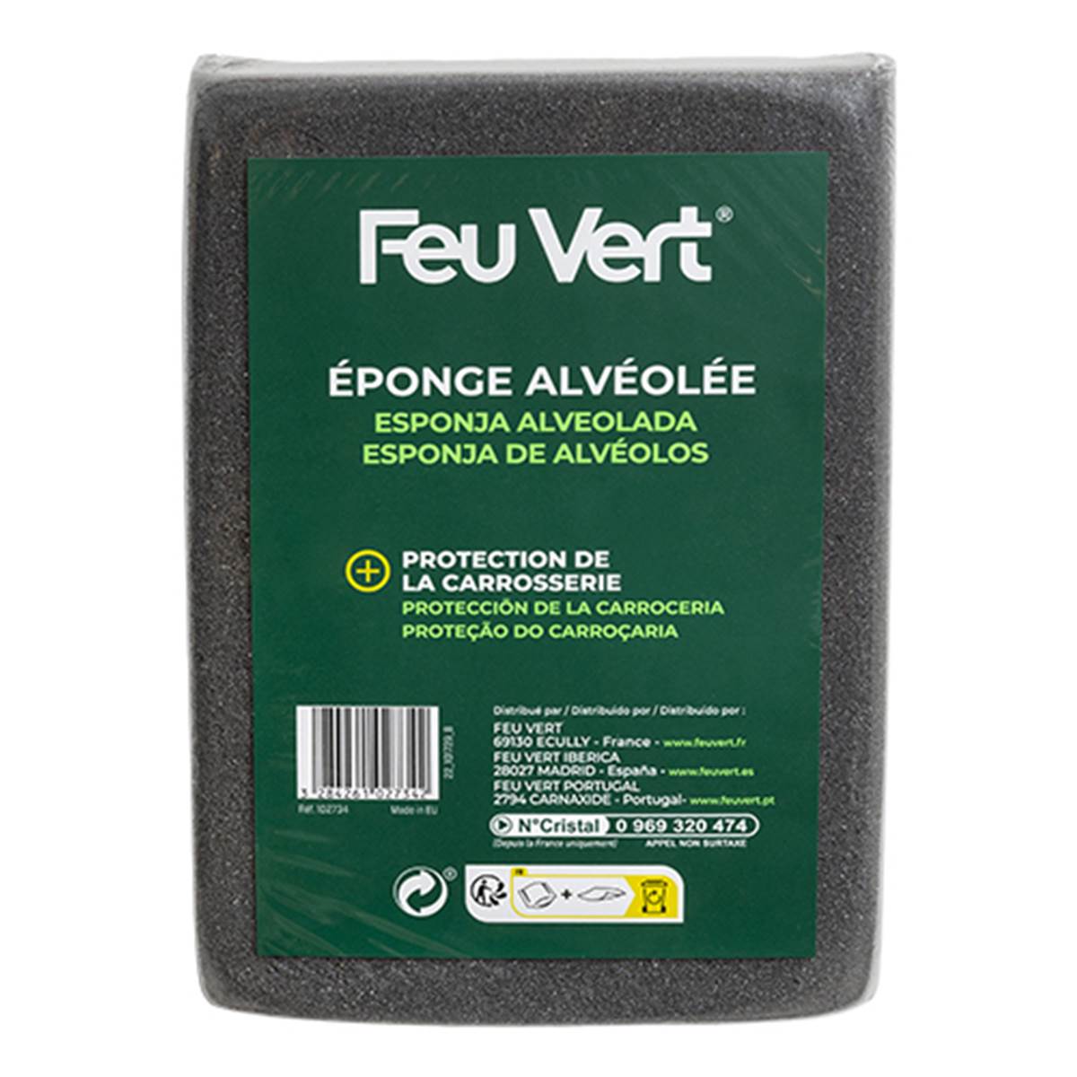 1 Eponge De Lavage Alveolee Feu Vert