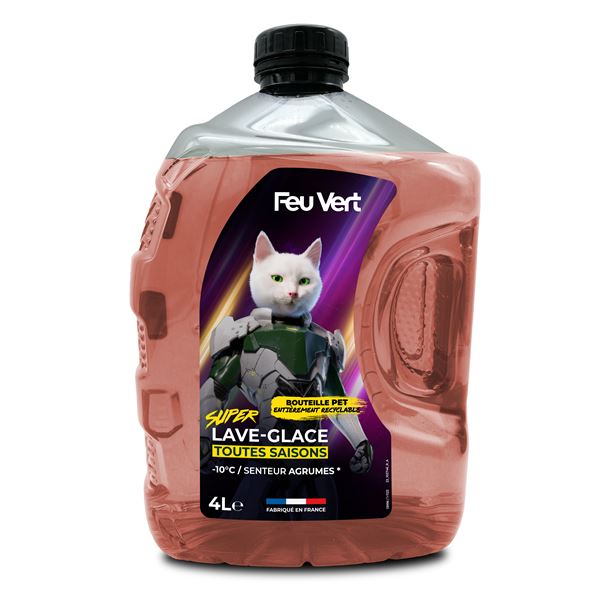 Lave-glace toutes saisons -10°C Feu Vert 4L le pouvoir du chat