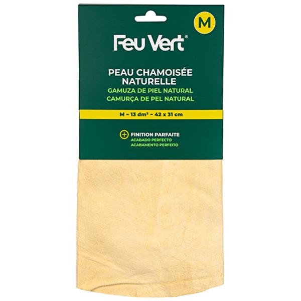 Peau chamoisée naturelle M 12dm² FEU VERT