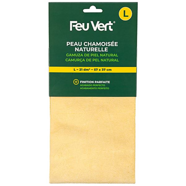 Peau chamoisée naturelle L 19 dm² FEU VERT