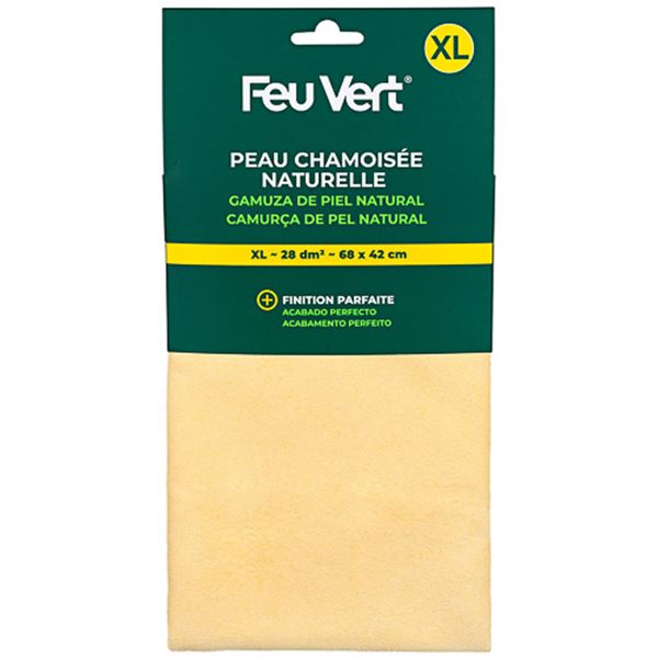 Peau chamoisée naturelle XL 28dm² FEU VERT
