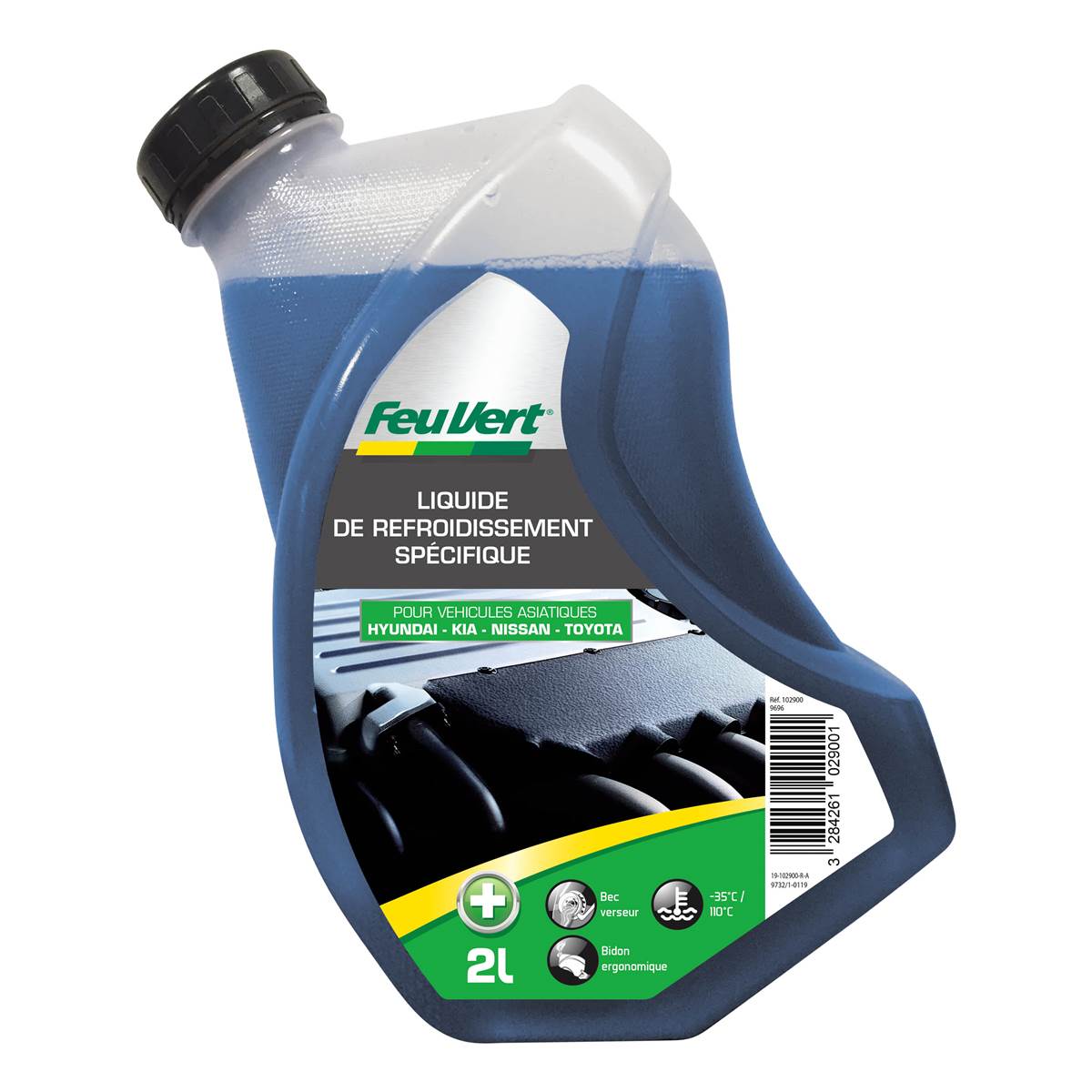Liquide De Refroidissement Toyota / Nissan / Hyundai / Kia -35°c Feu Vert 2l