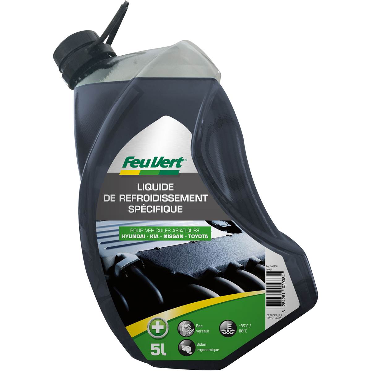 Liquide De Refroidissement Toyota / Nissan / Hyundai / Kia -35°c Feu Vert 5l