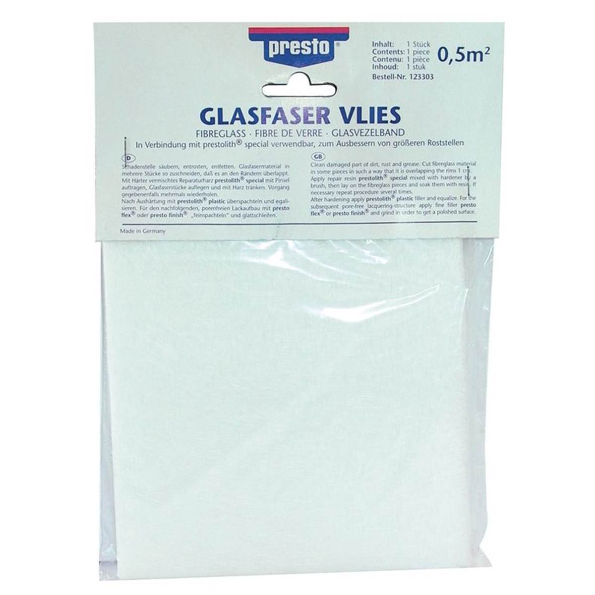 Fibre de verre tissage fin Presto 0,5 m²