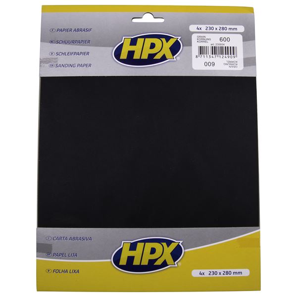 Papier abrasif à eau P600 HPX x 4 - Feu Vert