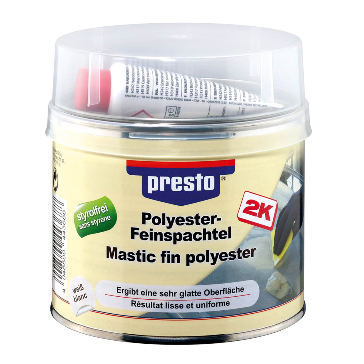 Mastic Fin Polyester Et Durcisseur Presto 1kg