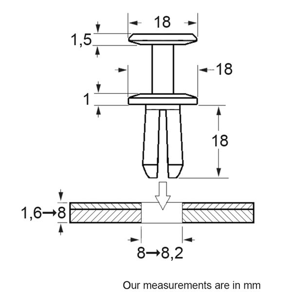 Rivets pour garniture intérieure, pare-choc 228180 RESTAGRAF X4