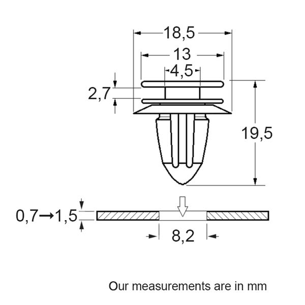 Agrafes pour portière, protection latérale 228086 RESTAGRAF X5