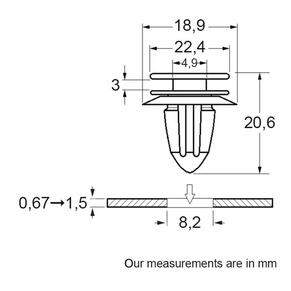 Agrafes pour portière 228087 RESTAGRAF X4