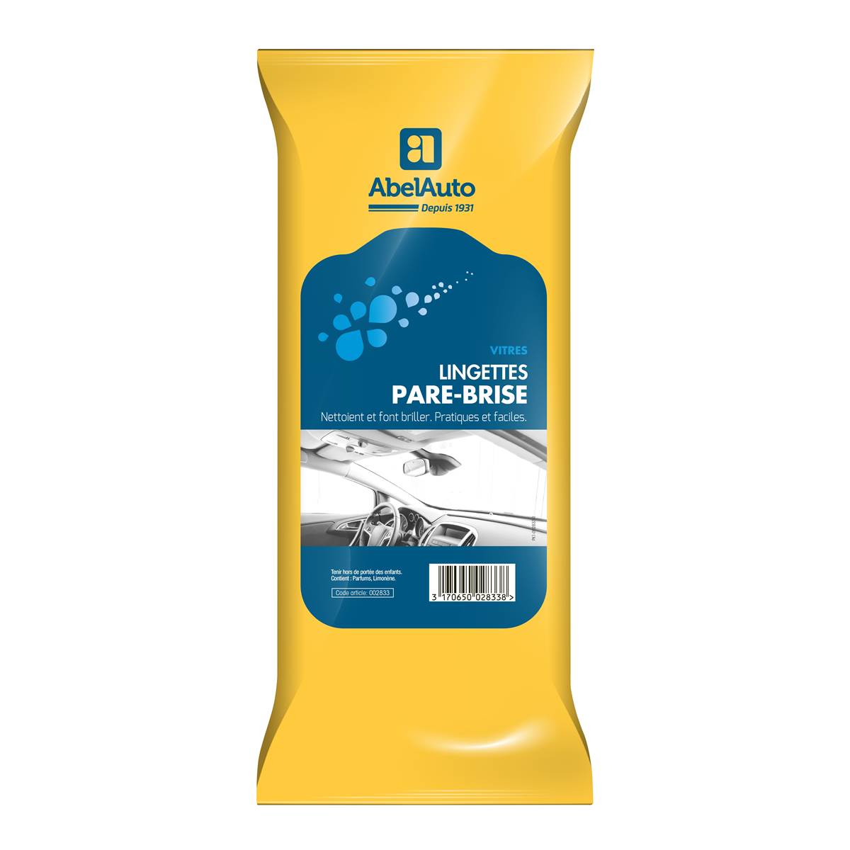 20 Lingettes Vitres Voiture Abel Auto