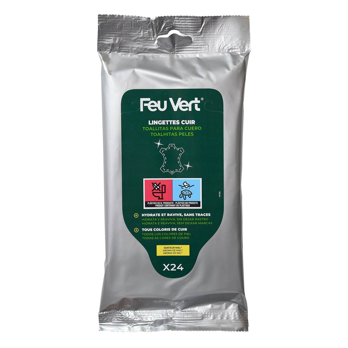 24 Lingettes Cuirs Feu Vert Premium