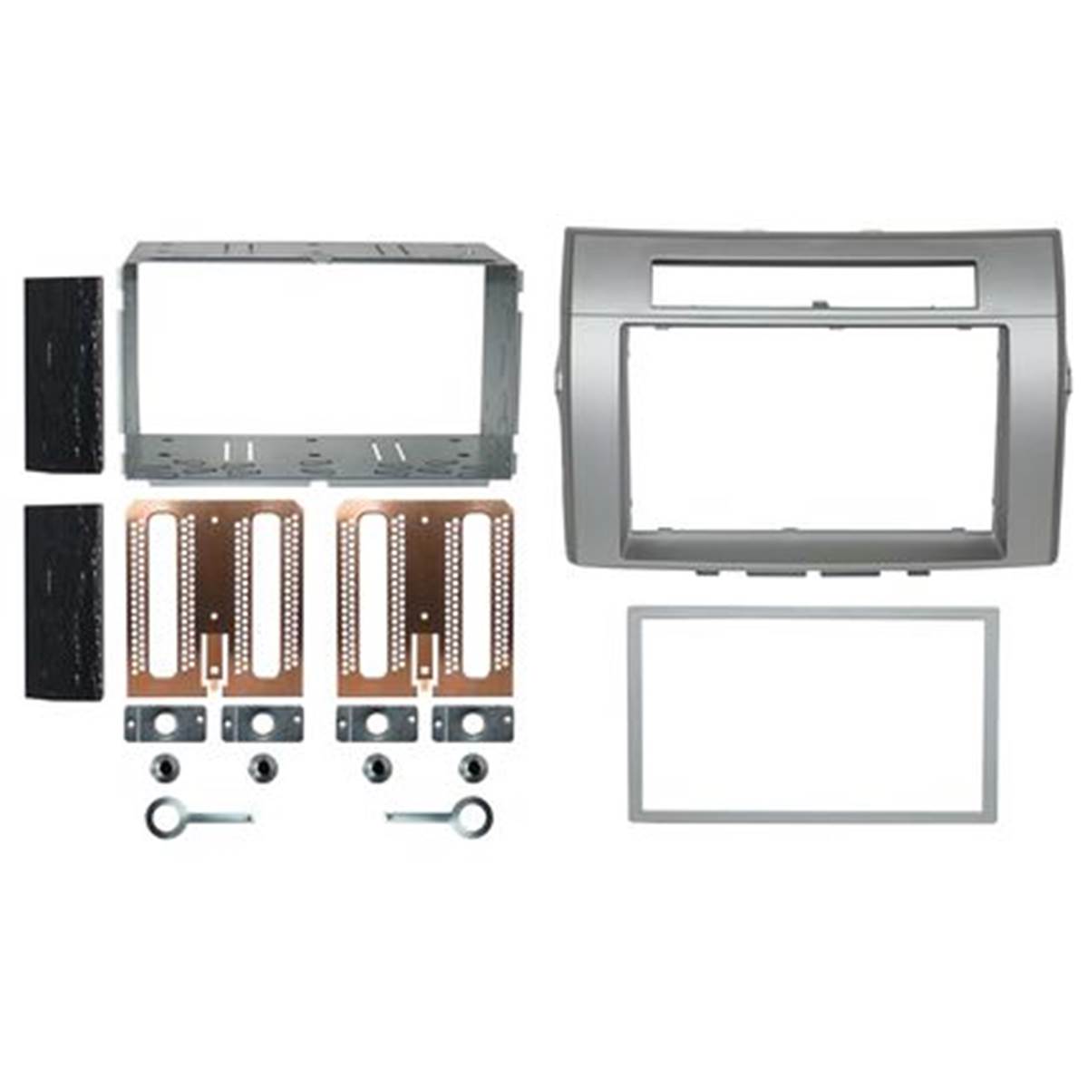 Support Décor Autoradio NN ISO argent Spécial TOYOTA COROLLA VERSO 2005>