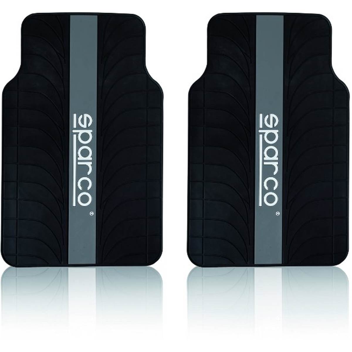 4 tapis voiture noirs 100% latex avec bande grise Sparco