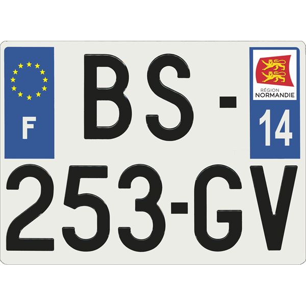 Plaque immatriculation alu Confort 275 x 200 mm département 14